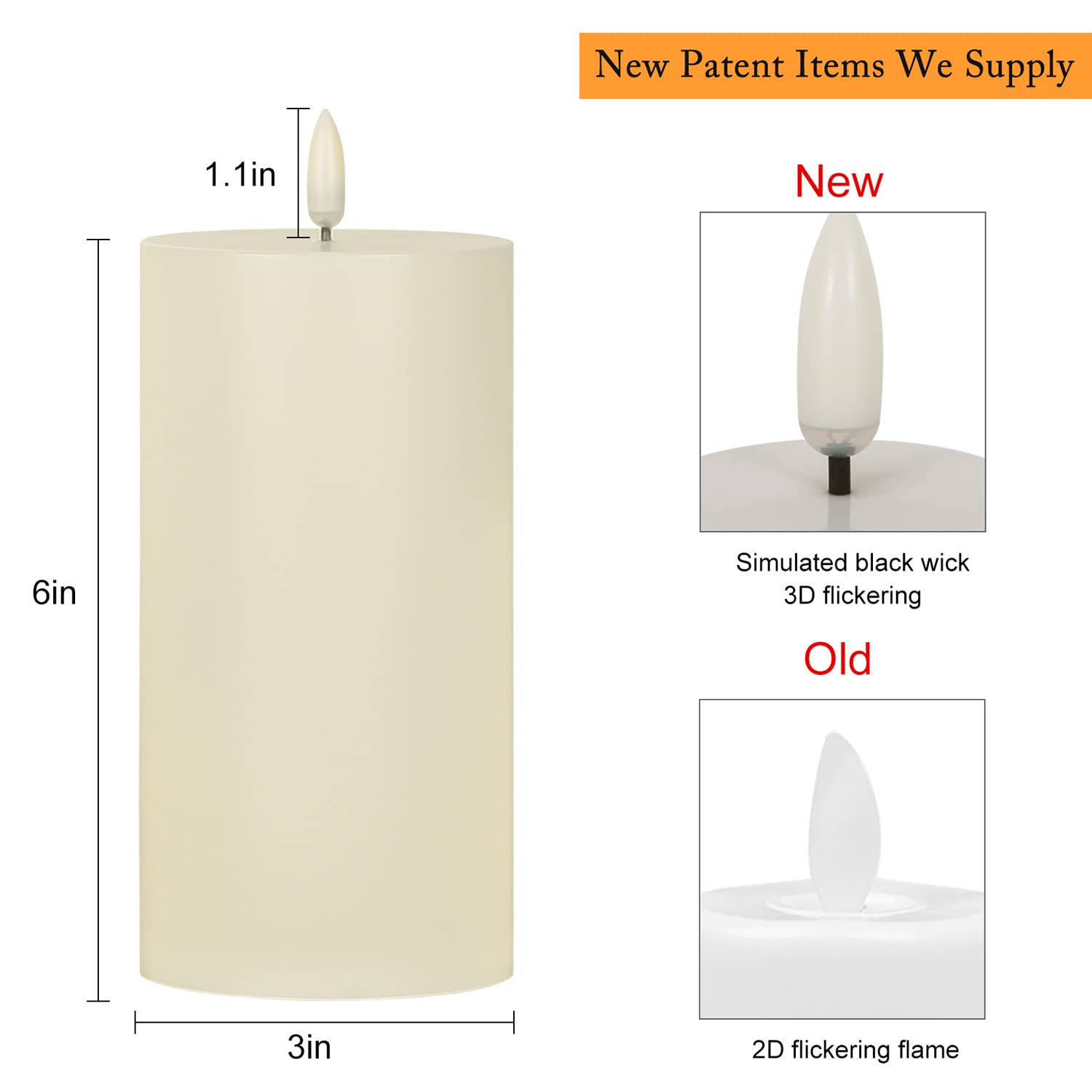 Angelloong Outdoor Flickering Flameless Candles With Timer, Waterproof Battery Operated Candles Set Of 2, Electric Led Candles F