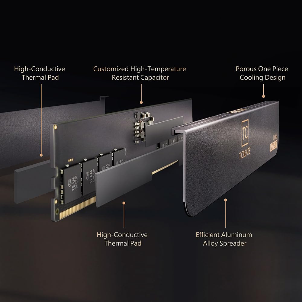 Teamgroup T Create Expert Overclocking 10L Ddr5 32Gb Kit (2 X 16Gb) 6000Mhz (Pc5 48000) Cl38 46 46 76 Intel Xmp 3.0 & Amd Expo C