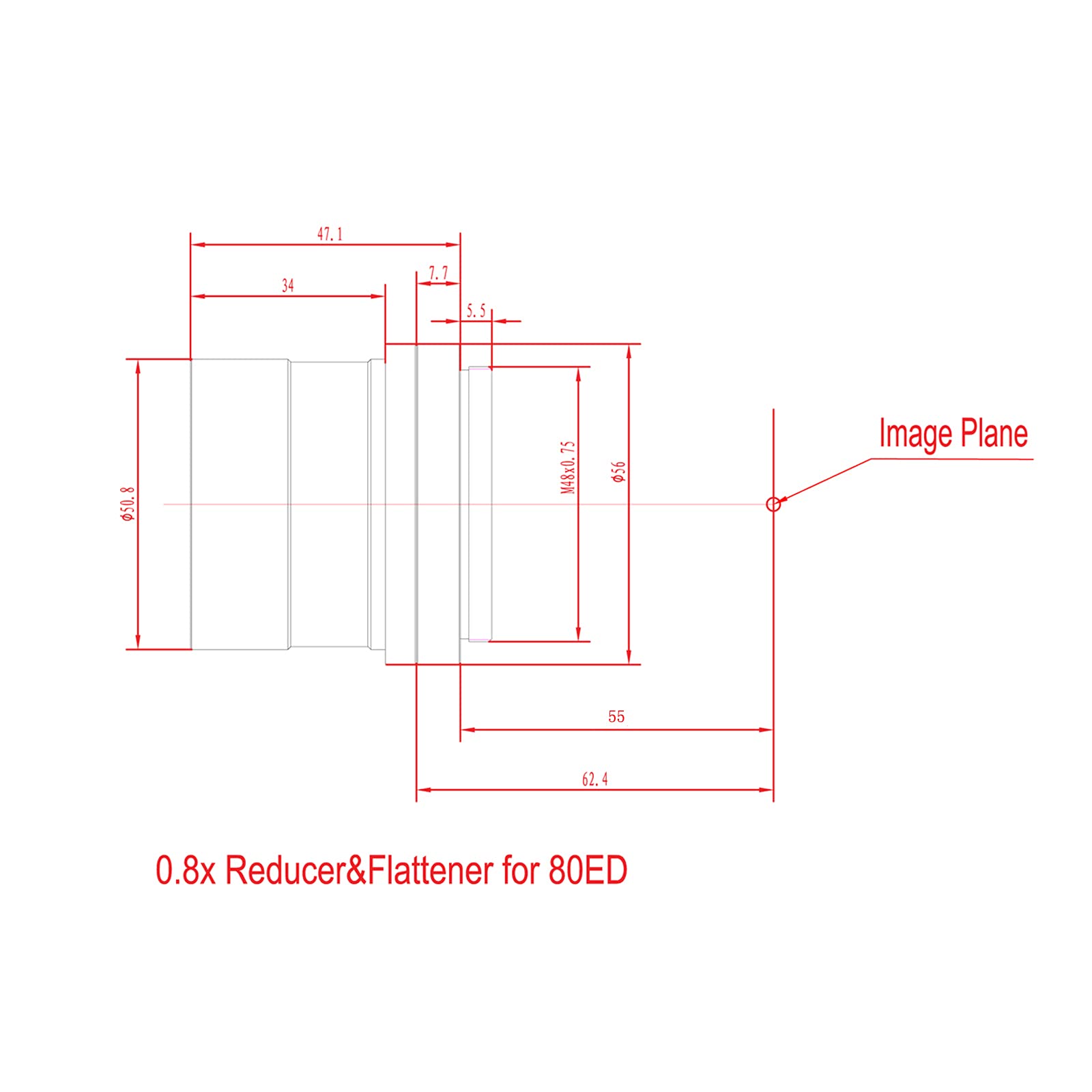 Svbony Sv193 Focal Reducer 2 Inch 0.8X Field Flattener Telescope Accessory For Sv503 80Mm F7 Ed Telescope