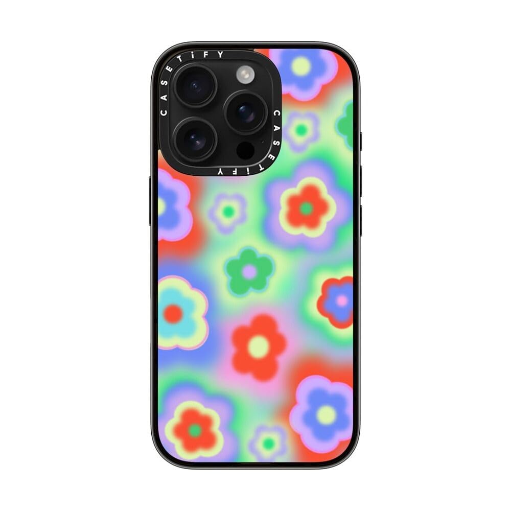 Casetify Compact Case For Iphone 16 Pro [Lightweight / 4 Ft. 2X Military Grade Drop Protection/Slim]   Acid Flowers   Clear Blac
