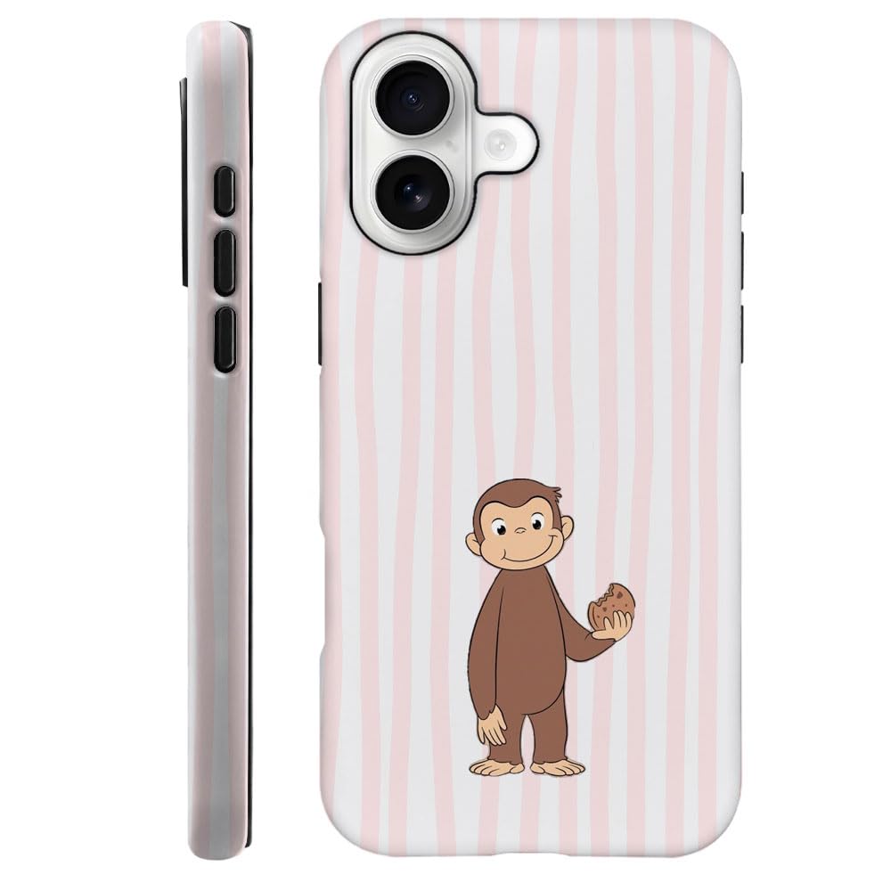 Case for iPhone 17 - [Drop Protection Phone Cover] - Hybrid Case for Girl Women - Funny Monkey Stripes 04