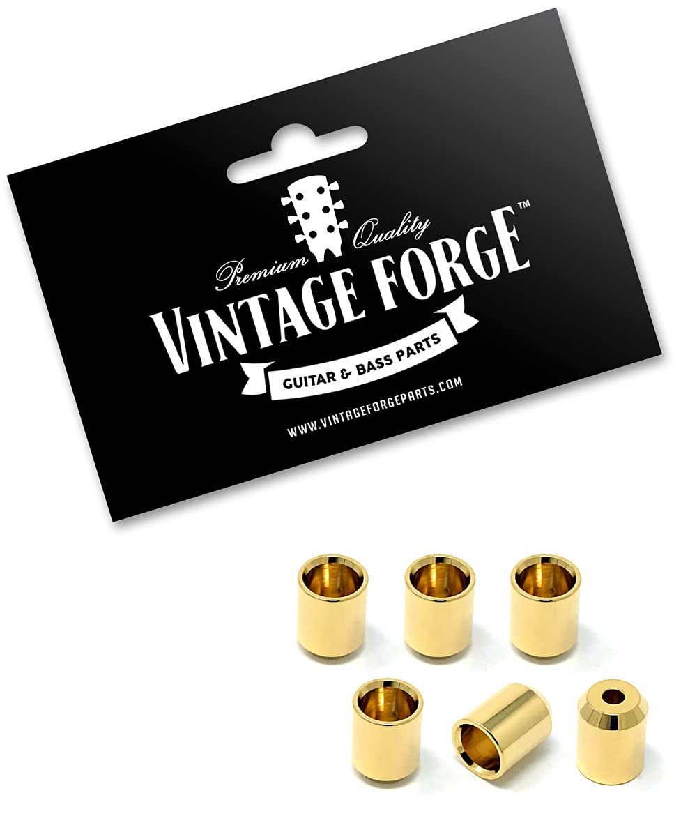 Vintage Forge Gold Flush Mount No Lip String Thru Body Ferrules For Electric Guitar (Set Of 6) Sf160 Gld