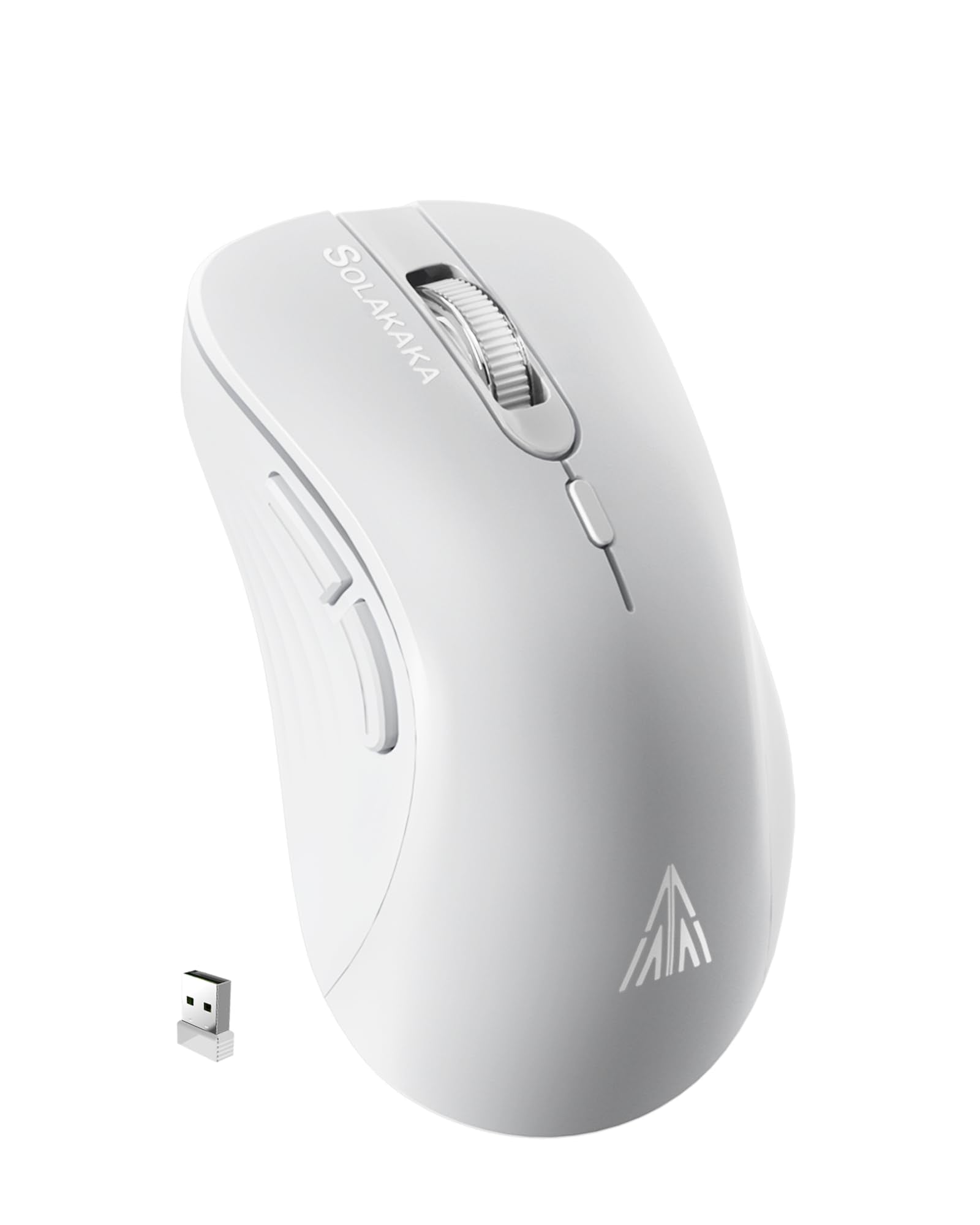 Solakaka Sm66 White Silent Dual Mode 2.4Ghz Wireless Mouse, Adjustable 4200 Dpi,Rechargeable Computer Mouse Wireless Office Mous