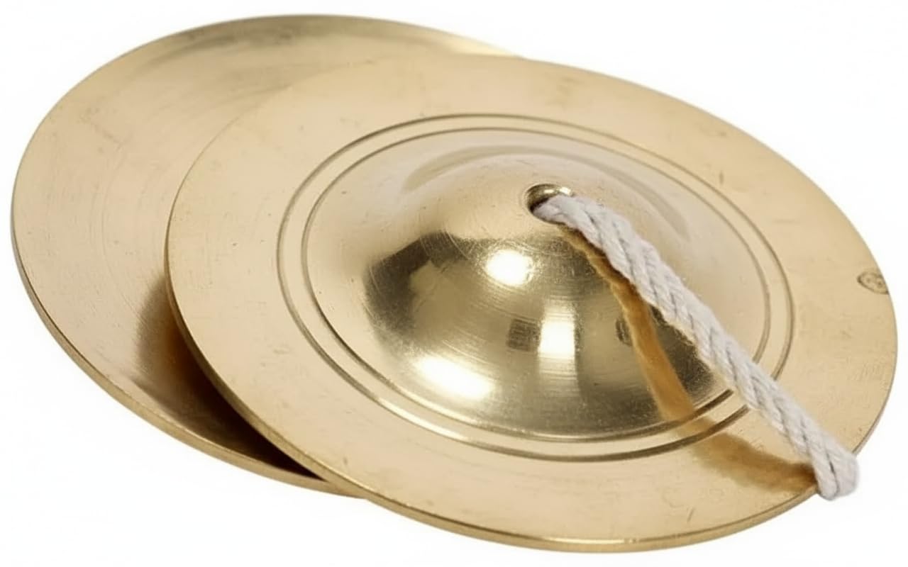 Choiceur Manjeera For Poojakirtan  Kartal Instrumenthand Cymbals Manjira Pair  Indian Musical Instrument (3.5 Inch) (150 Gm