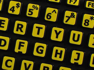English Us Large Lettering Keyboard Sticker (Upper Case) Yellow Background For Desktop, Laptop And Notebook (Manufactured 4Keybo