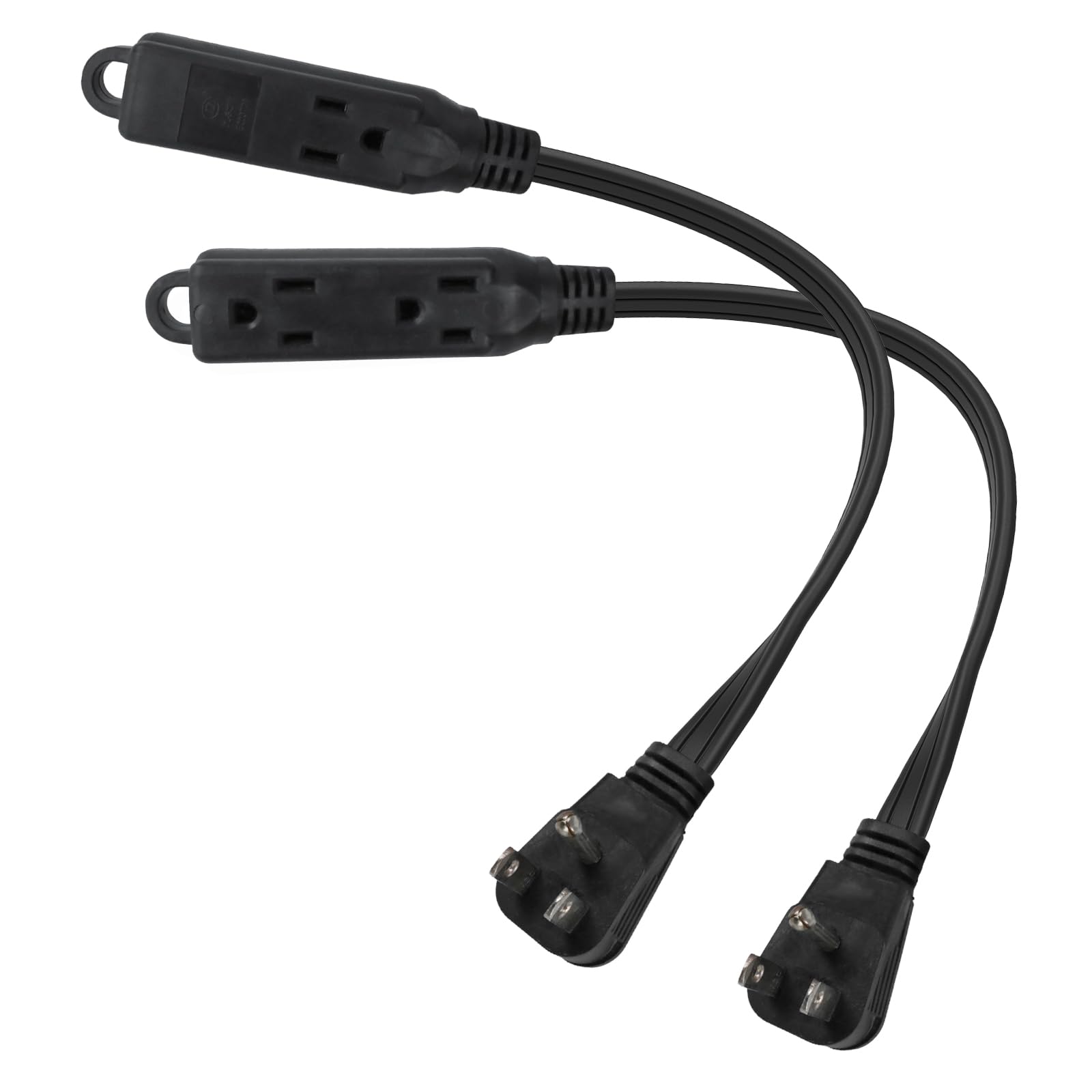Ep 1 Ft 3 Outlet Extension Cord With Flat Plug, 3 Prong Grounded, 16/3 Spt 3 Power Cable For Indoor Use, Black, 2 Pack