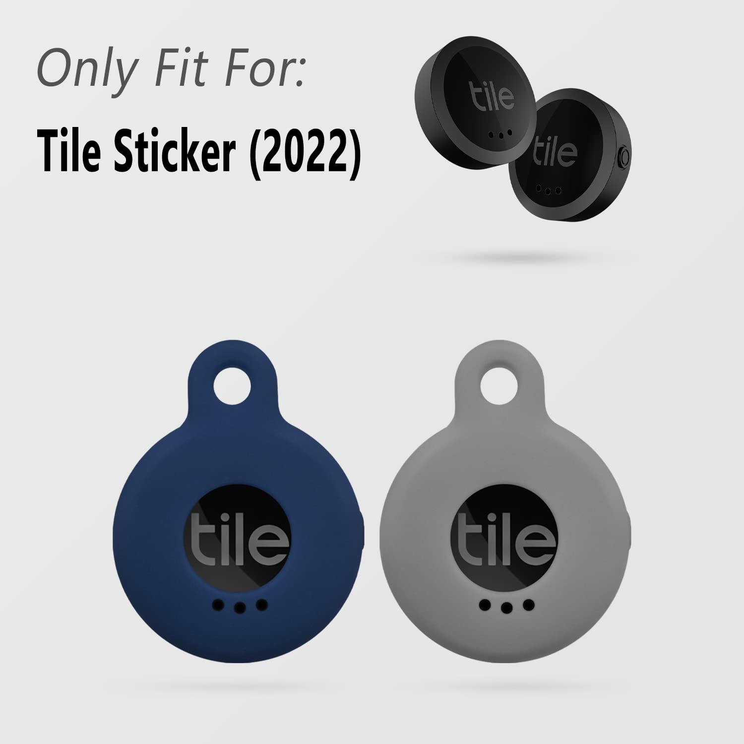 Geiomoo Silicone Cover Compatible With Tile Sticker 2022, Protective Case With Carabiner (2 Pack Navy Blue+Oatmeal)