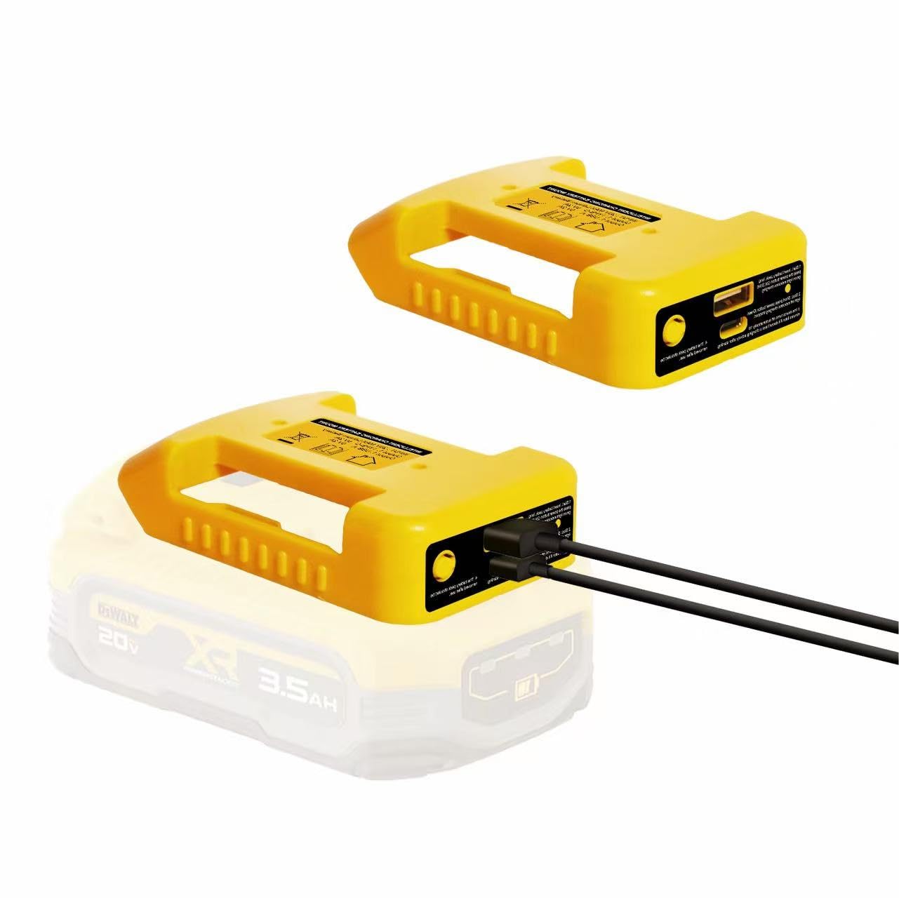 HOYOA 2 Pack USB Charger Adapter Compatible with Dewalt 20V Battery, Battery Holder with USB-C Charging & USB-A Port, Power Conn
