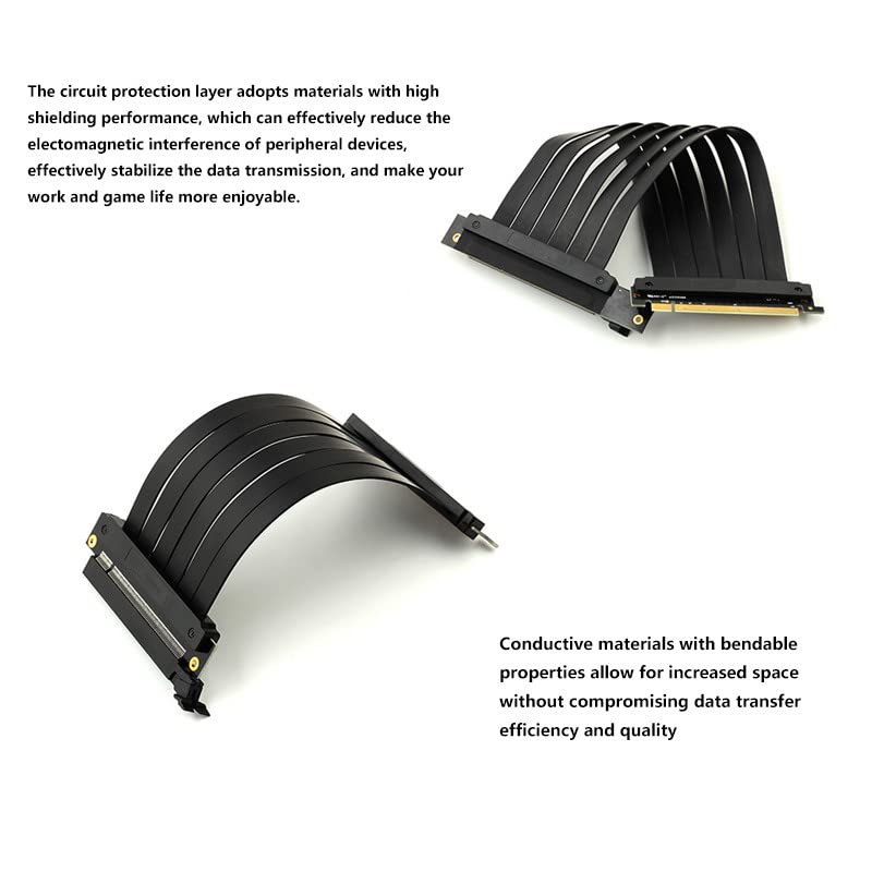 Lilila Ree Gaming Pcie 3.0 16X Pci E Riser Extension Cable Gpu Mount Bracket Graphics Flexible Cable Card Vertical 90 Degree 20C