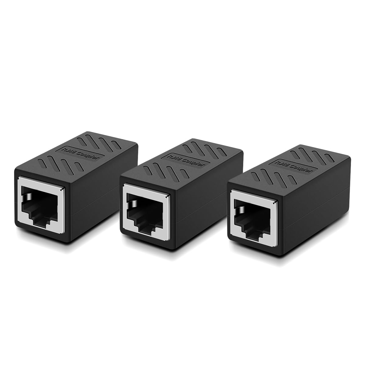 Zuzong 3 Pcs Gigabit Rj45 Coupler, Ethernet Extender Connector In Line Coupler For Cat8/Cat7/Cat6/Cat5E/Cat5 Ethernet Cable Extender Adapter Female To Female (Black)