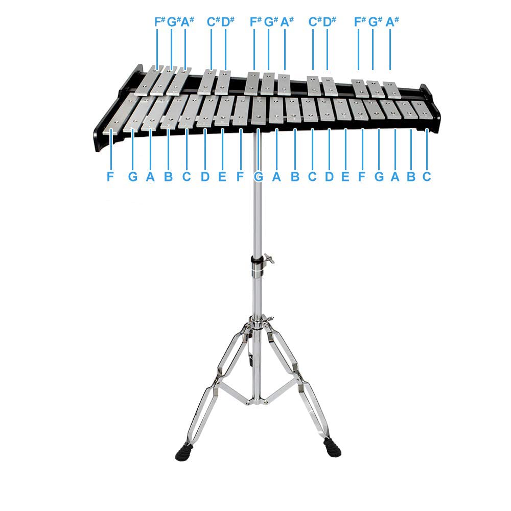 Ennbom 32 Notes Glockenspiel Kit Xylophone Bell Percussion Instrument Set With Adjustable Stand Mallets And Carrying Bag