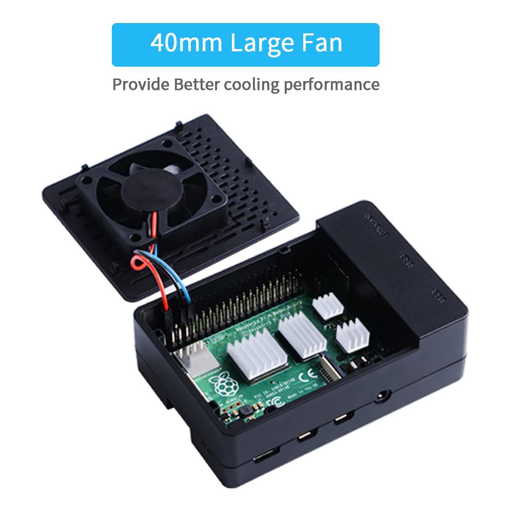 Geeekpi Case For Raspberry Pi 4, Pi 4 Fan Abs Case With Pwm Cooling Fan 40X40X10Mm And 4Pcs Heatsinks For Raspberry Pi 4 Model B