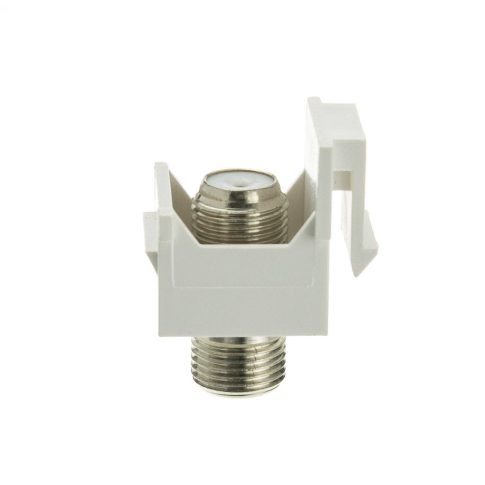 Cablewholesale Cable Extension Female Coupler With Beige Keystone Insert, Two Coaxial Video Cable Connector, 1 Ghz F Type (Femal