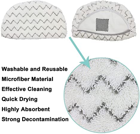 6 Pack Replacement Steam Mop Pads For Bissell Powerfresh Steam Mop 1940 1440 1544 1806 2075 Series, Model 19402 19404 19408 1940