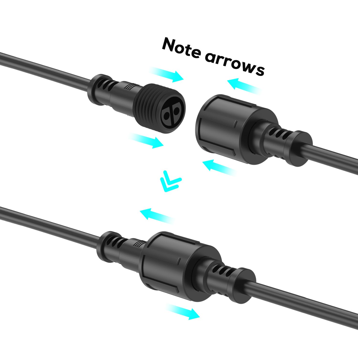 Woolz 9.8Ft Outdoor Extenstion Cord With 2 Core 2 Pin Black Plastics Ip65 T Shape Tee Connctor For Extend Outdoor Landscape Ligh