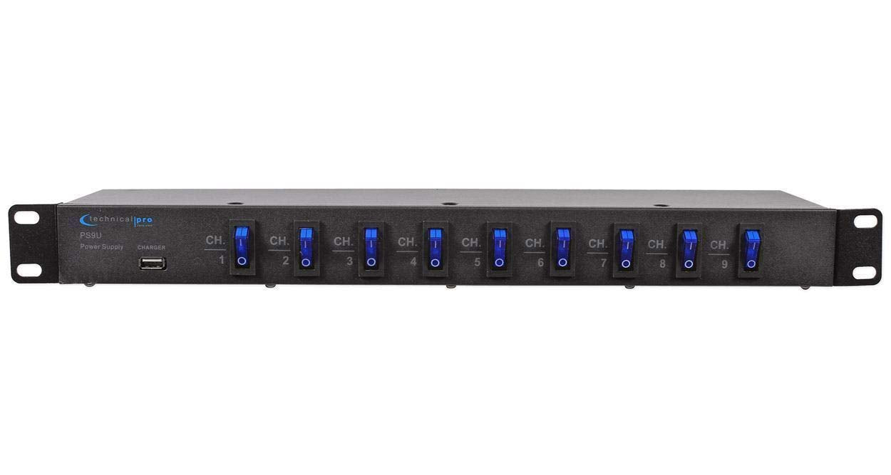 Technical Pro Ps9U 1U Rack Mount Dj Pro Audio Power Supply W/Usb Charging Port
