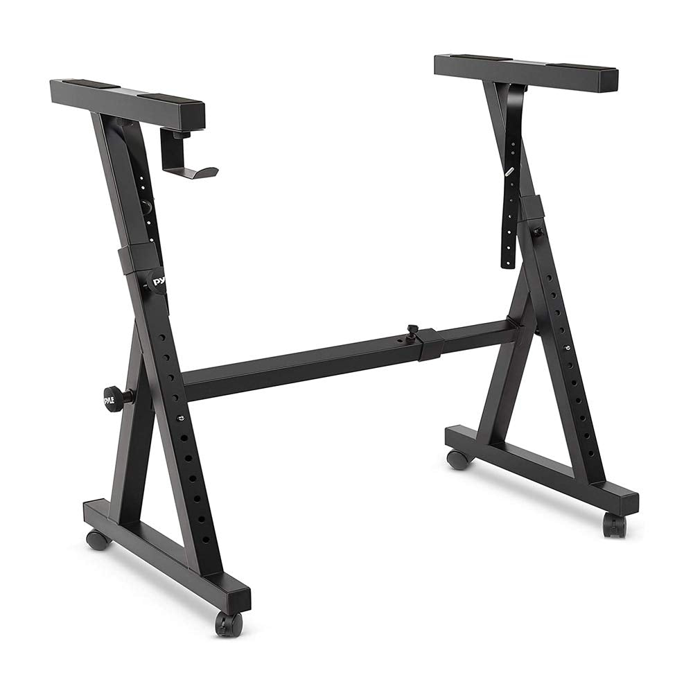 Pyle Universal Electronic Black Heavy-Duty Z Style Keyboard Organ Holder Rack Portable Piano Stand W/Adjustable Height and Width