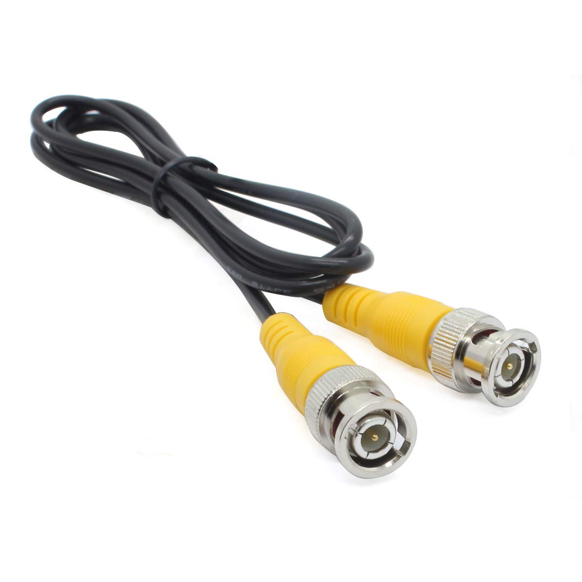 Anvision 6 Pack Black 1M 3.3Ft Bnc Male To Bnc Male Jumper Cable With Yellow Connector For Cctv Dvr To Tv System