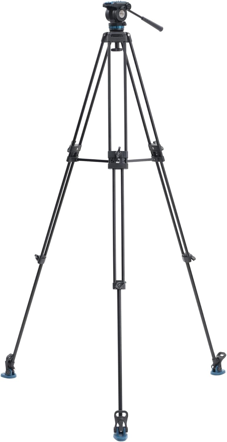 Kh26Pc Video Tripod With Head, 15Lb Payload, Continuous Pan Drag, Anti-Rotation Camera Plate (Kh26Pc)