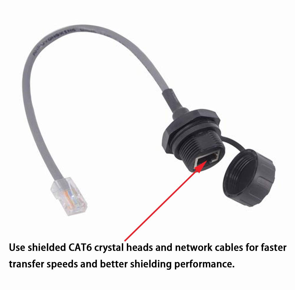 Anmbest 5Pcs Panel Mounting Rj45 Waterproof Connector M25 Cat5/5E Ethernet Lan Cable Coupler With Waterproof/Dust Cap Cover 25Cm