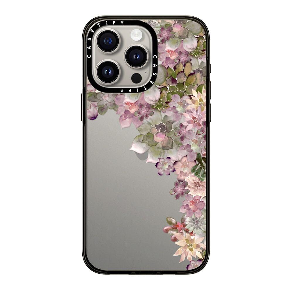 Casetify Compact Case For Iphone 15 Pro Max [2X Military Grade Drop Tested / 4Ft Drop Protection]   My Succulent Garden Rose   C
