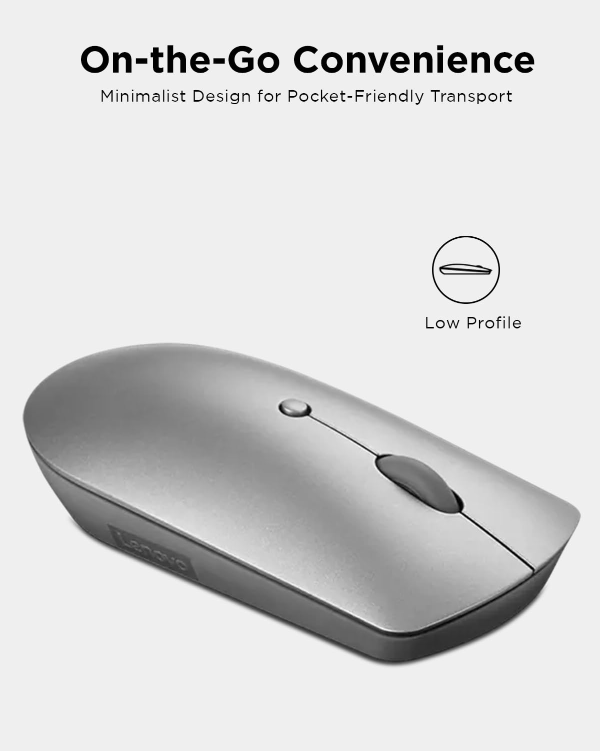 Lenovo 600 Bluetooth Silent Mouse, Blue Optical Sensor, Adjustable Dpi, 4 Button, Microsoft Swift Pair, Windows, Chrome, Gy50X88