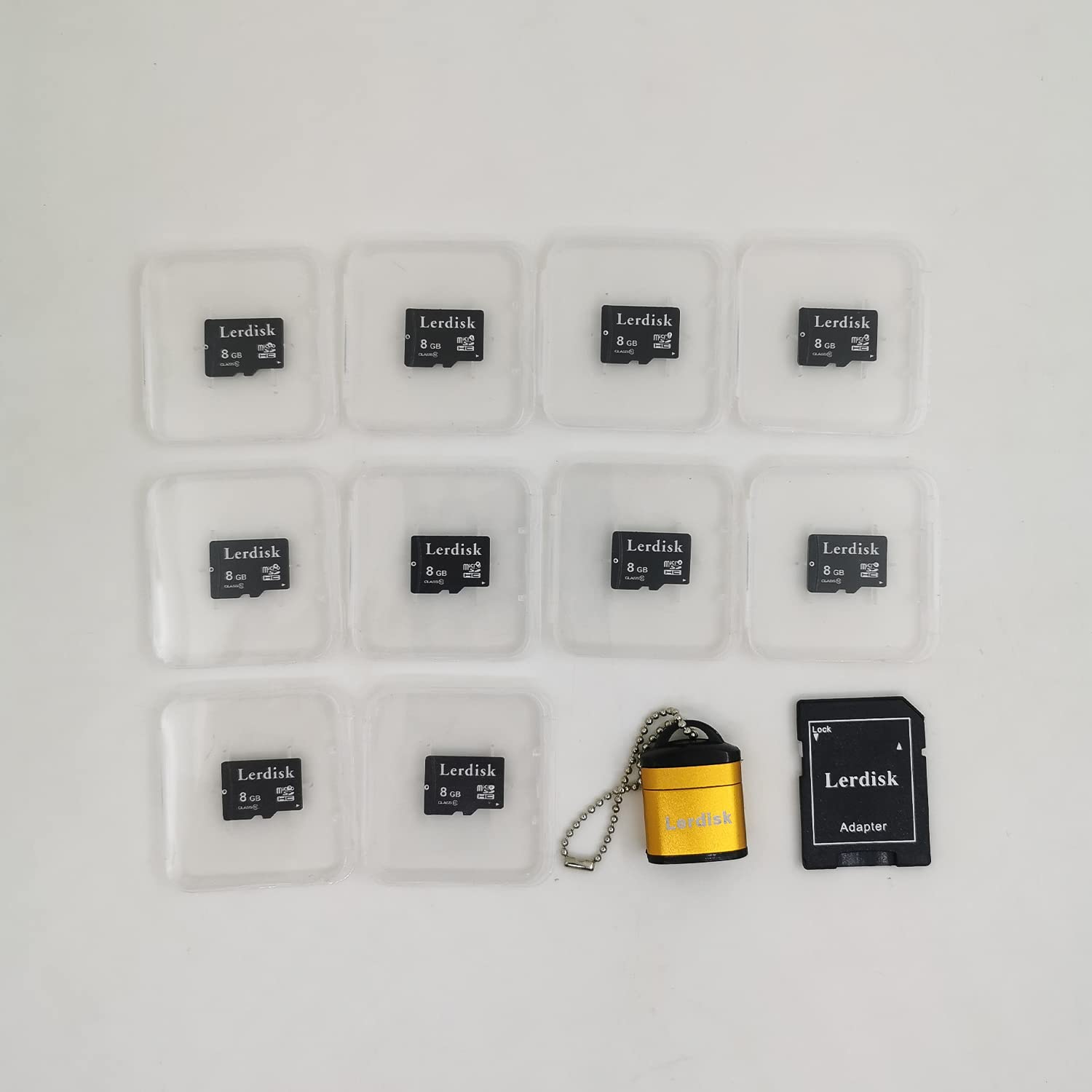 Lerdisk Factory Wholesale Micro Sd Card 8Gb U1 Pack Of 10 In Bulk Microsd With Sd Adapter Produced By Authorized Licencee(8Gb)