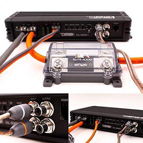 Elite Audio 4-Gauge Amp Kit - 2000W Max, Copper Clad Aluminum, Orange, Model EA-PRMK2, with Mini-ANL Fuse Holder