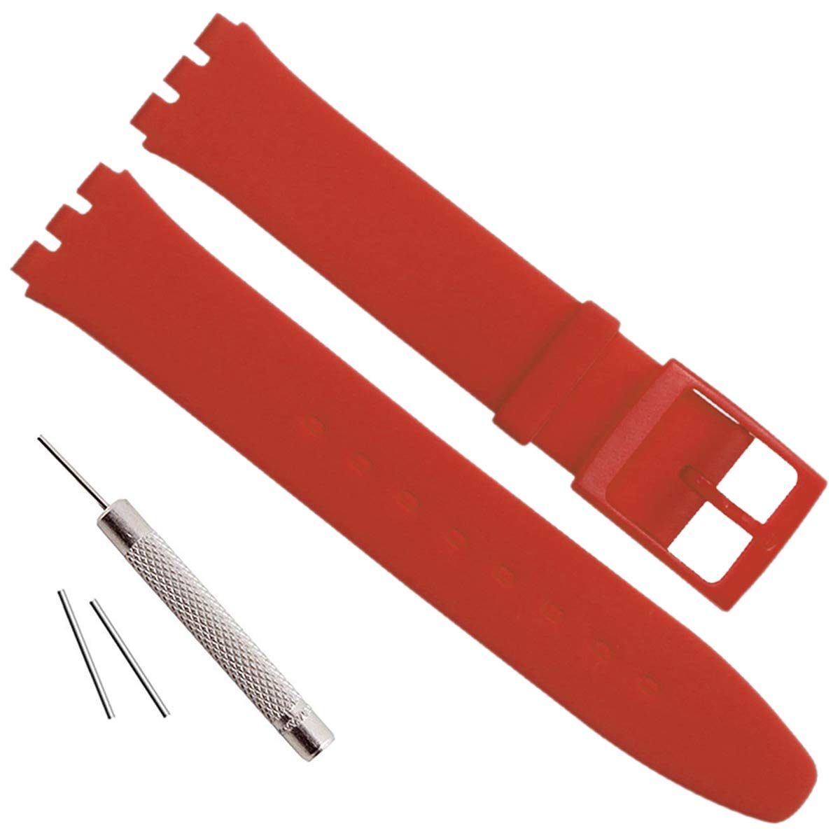 Greenolive Ultra Thin Replacement Waterproof Silicone Rubber Watch Strap Watch Band For Swatch Skin Series (16Mm, Red)