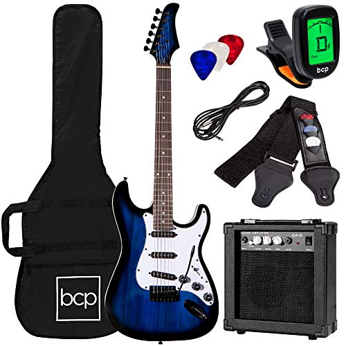 Best Choice Products 39In Full Size Beginner Electric Guitar Starter Kit Wcase, Strap, 10W Amp, Strings, Pick, Tremolo Bar   Hol