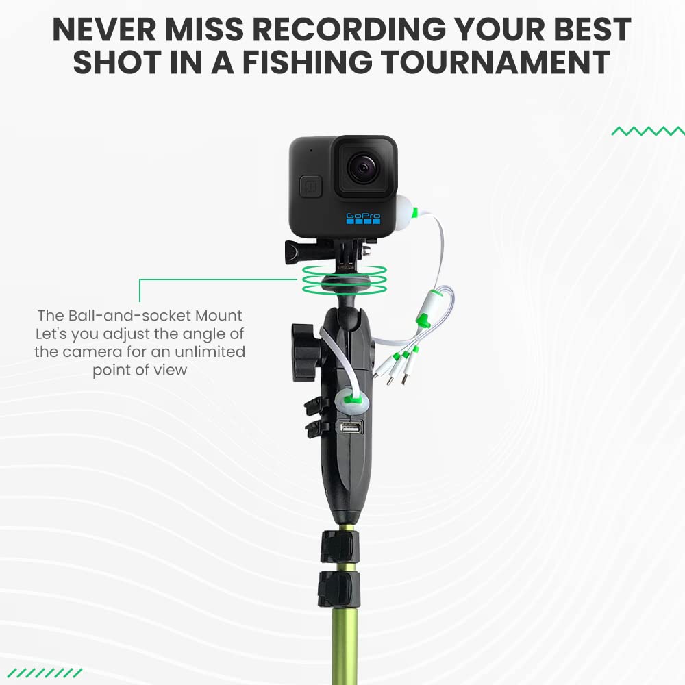 Powerstick 53'' Stick Only Gopro Boat Mount & Constant Power Yolotek Veteranowned. Go Pro Camera Bass Boat Accessories. Gopro Mo