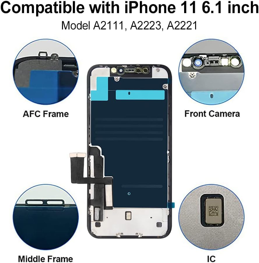Efaithfix For Iphone 11 Lcd Screen Replacement 6.1 Inch Frame Assembly Display 3D Touch Screen Digitizer With Repair Tools Kit F