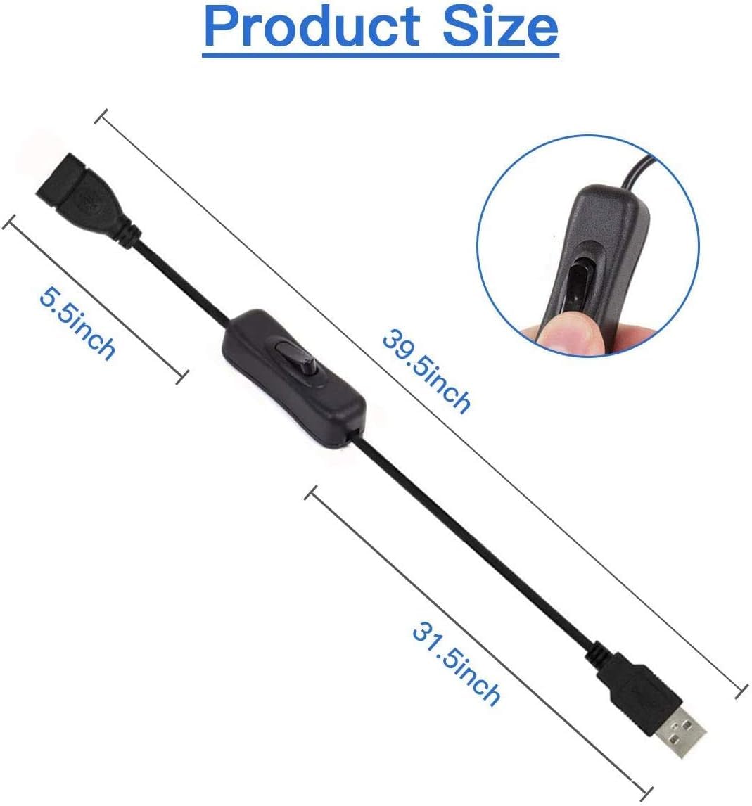 Dfsucces Usb Extension Cable 2Pcs With On/Off Switch Usb Male To Female Cable Support For Led Desk Lamp, Usb Fan, Led Strips Etc