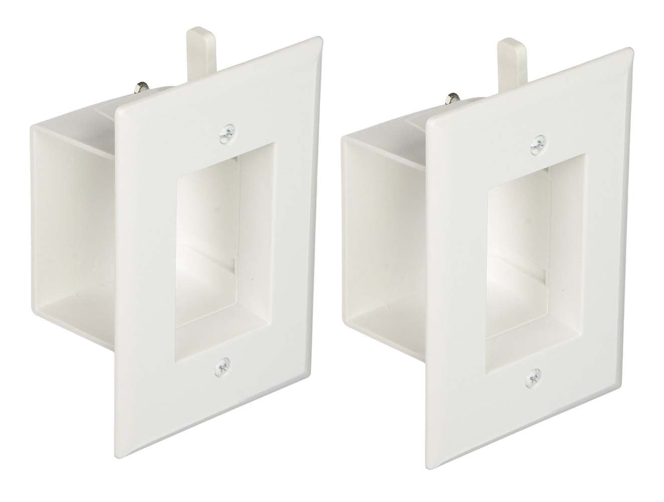 DataComm 45-0008-WH 1-Gang (2 Pack) Recessed Low Voltage Wall Cable Plate - White