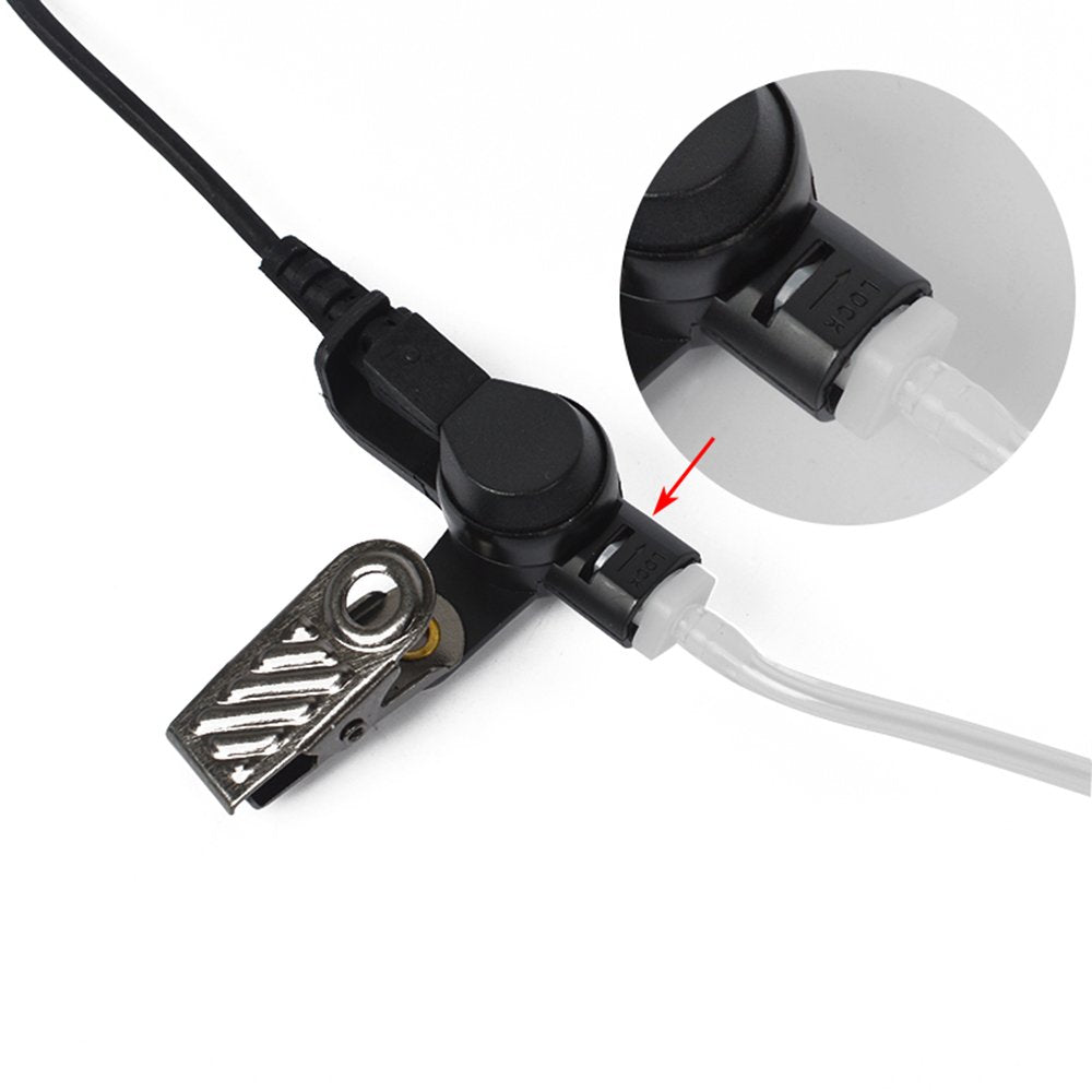 Hys Surveillance Kit Earpiece Clip Microphone Ptt With One Pair Medium Earmolds (Two Wire: 3.8Ft/4.3Ft) For Bpr40 Rmm2050 Rdv202