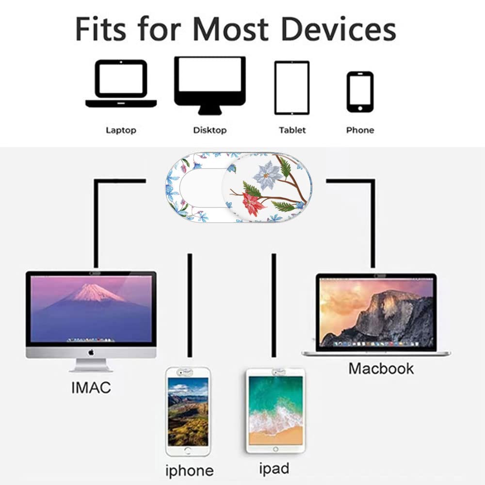 Laptop Camera Cover Slide Cute Flower 8 Pack, Webcam Cover Slide Phone Camera Cover, Ultra Thin Computer Camera Cover Slide Bloc