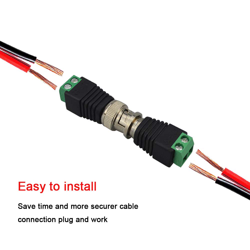 Fularr 20Pcs Professional Bnc Connector Kit, 10 Pairs Bnc Male Plug & Female Socket Screw Terminal Block Adapter, Bnc Video Balu