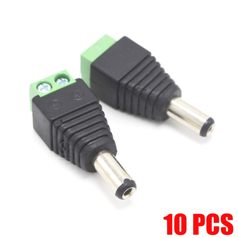Xenocam 10 Pack 2.1Mm X 5.5Mm Male Cctv Camera Dc Power Adapter Connector