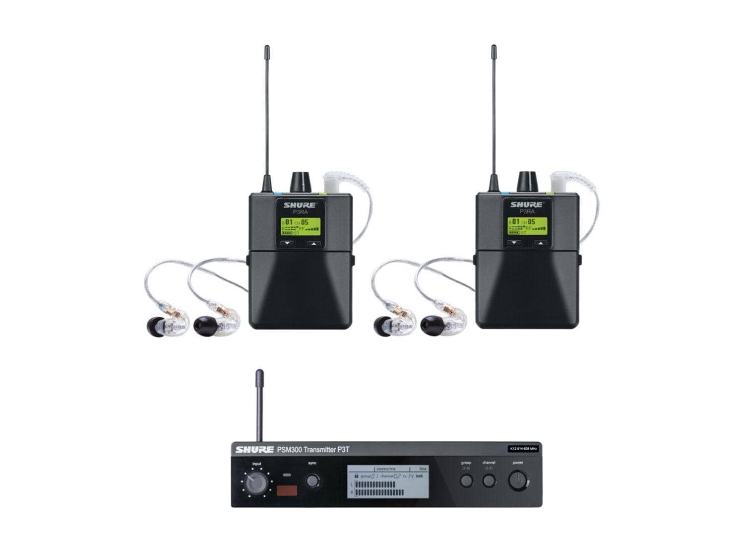 Shure Psm300 P3Tra215Twp Pro Wireless In-Ear Personal Monitor System With Se215-Cl Earphones, Twinpack - H20 Band
