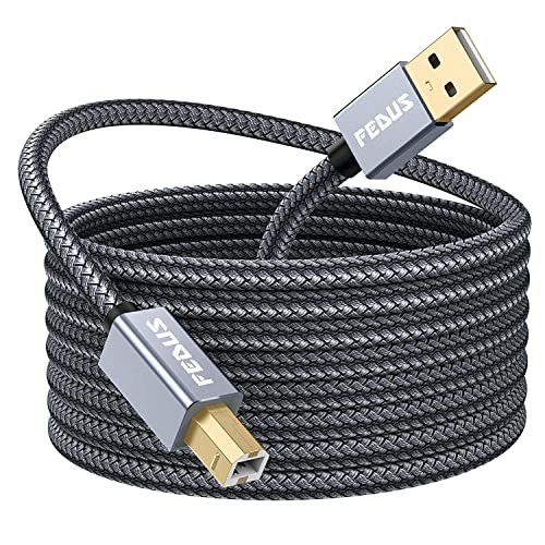 Fedus 3 Meter Usb Printer Cable, Nylon Braided Gold Plated Usb A To Male To Usb B 2.0 Cable Cord Compatible With Printers, Scann