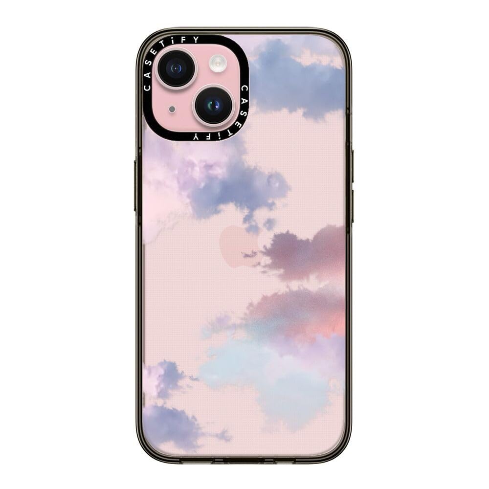 Casetify Compact Case For Iphone 15 [2X Military Grade Drop Tested / 4Ft Drop Protection]   Clouds   Clear Black