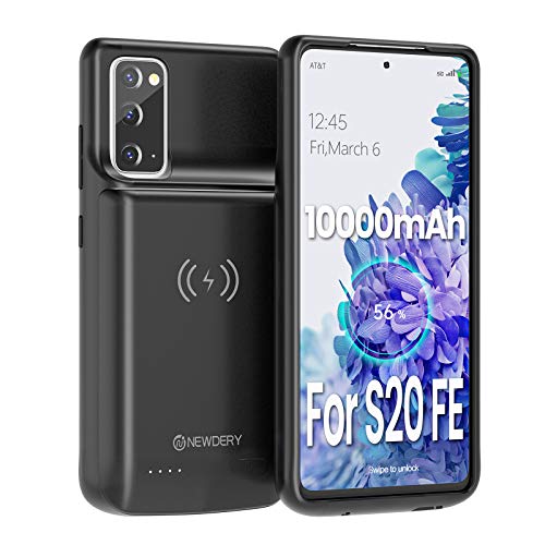 Newdery Galaxy S20 Fe Battery Case 10000Mah, Qi Wireless & Fast Charging & Andriod Auto Supported, Portable Extended Charger Cas