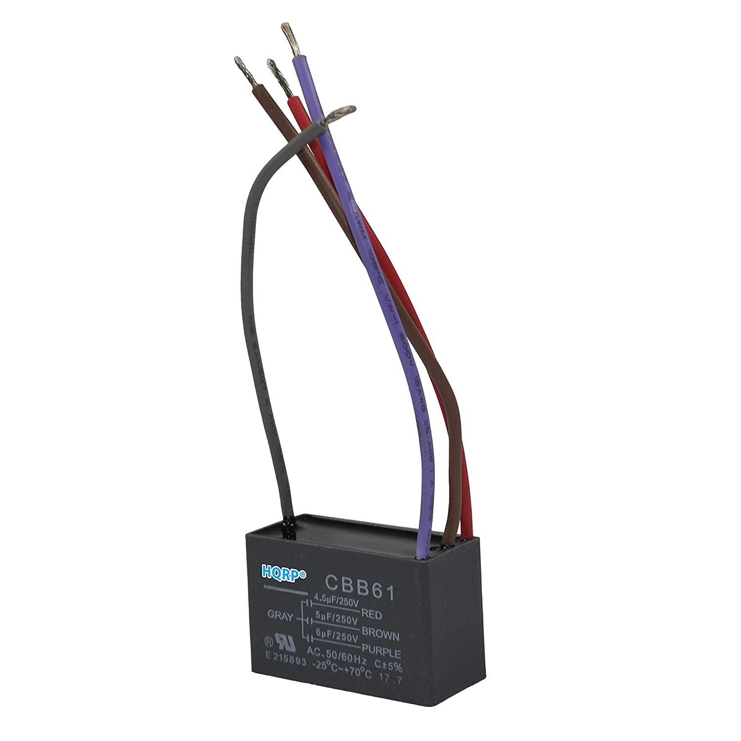Hqrp Capacitor Compatible With Hampton Bay Ceiling Fan 4.5Uf+5Uf+6Uf 4 Wire Cbb61