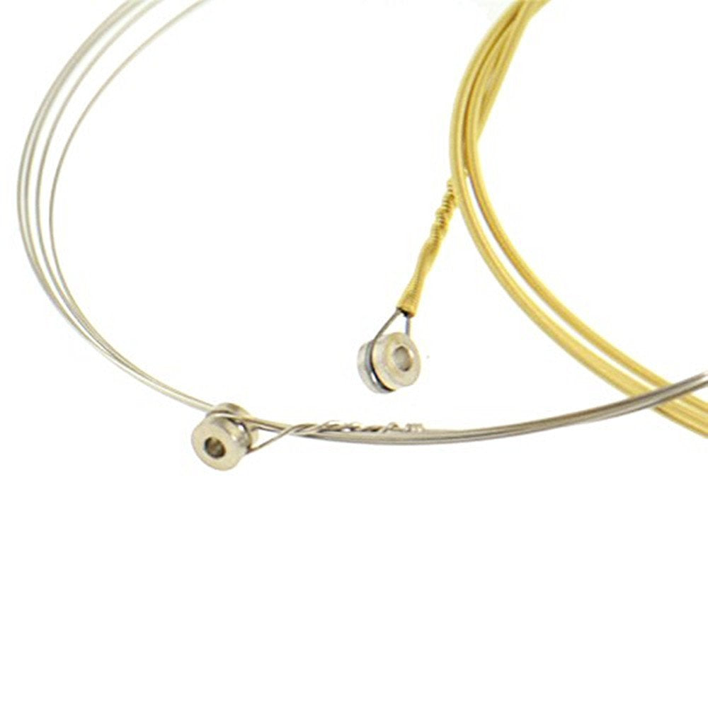 Acoustic Guitar Strings Nickel Alloy Strings Set, 6 Guitar Stings, E 010, B 013, G 023, D 030, A 036, E 046, Clear And Gold