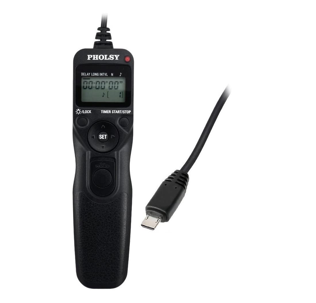 PHOLSY S8 Timer Remote Control Cable with Intervalometer for Sony a1 a9 a9m2 a7 a7M2 a7M3 7RM2 a7RM4 a7S a7SM3 a7SM2 a3500 a6600 a6500 a6100 RX100M5 RX100M6 RX100M7 HX99 HX90 HX350 HX400