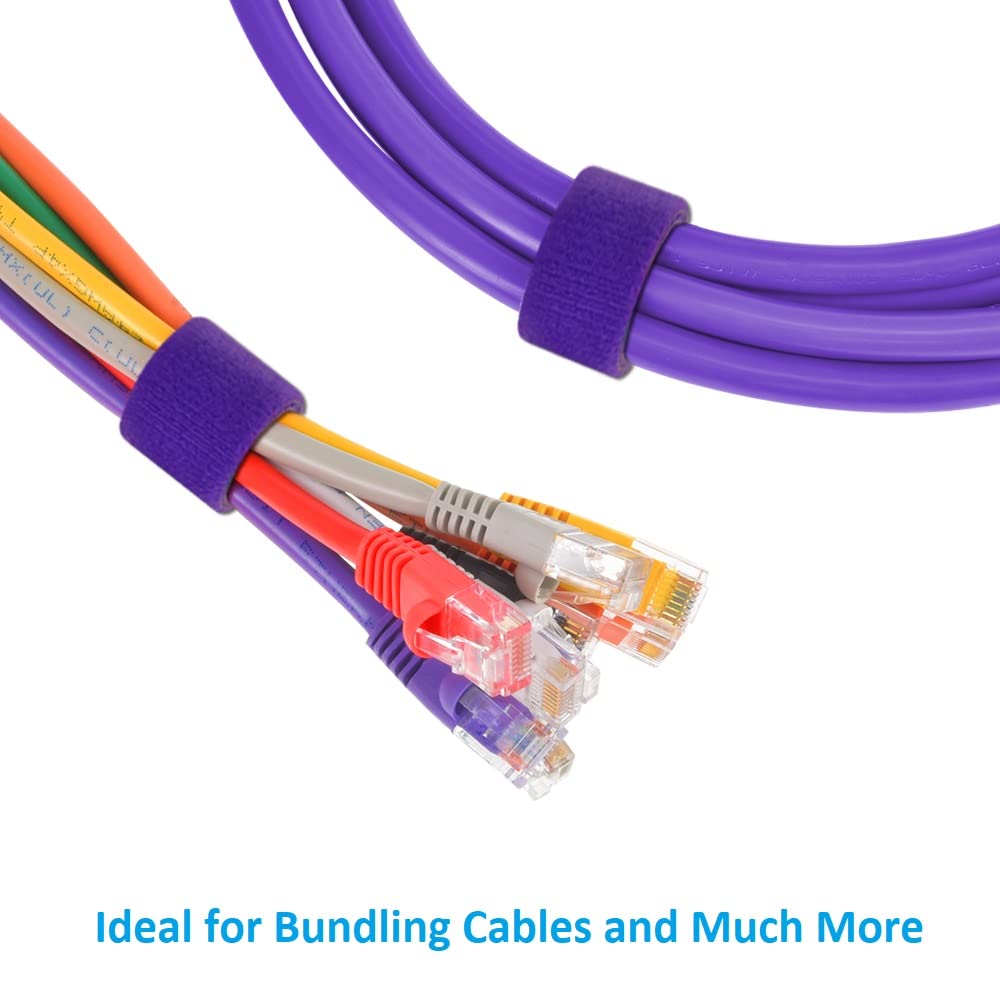 DIGITMON Hook and Loop Fastening Strap Tape Cable Tie Roll 50Ft 0.8" Width Purple