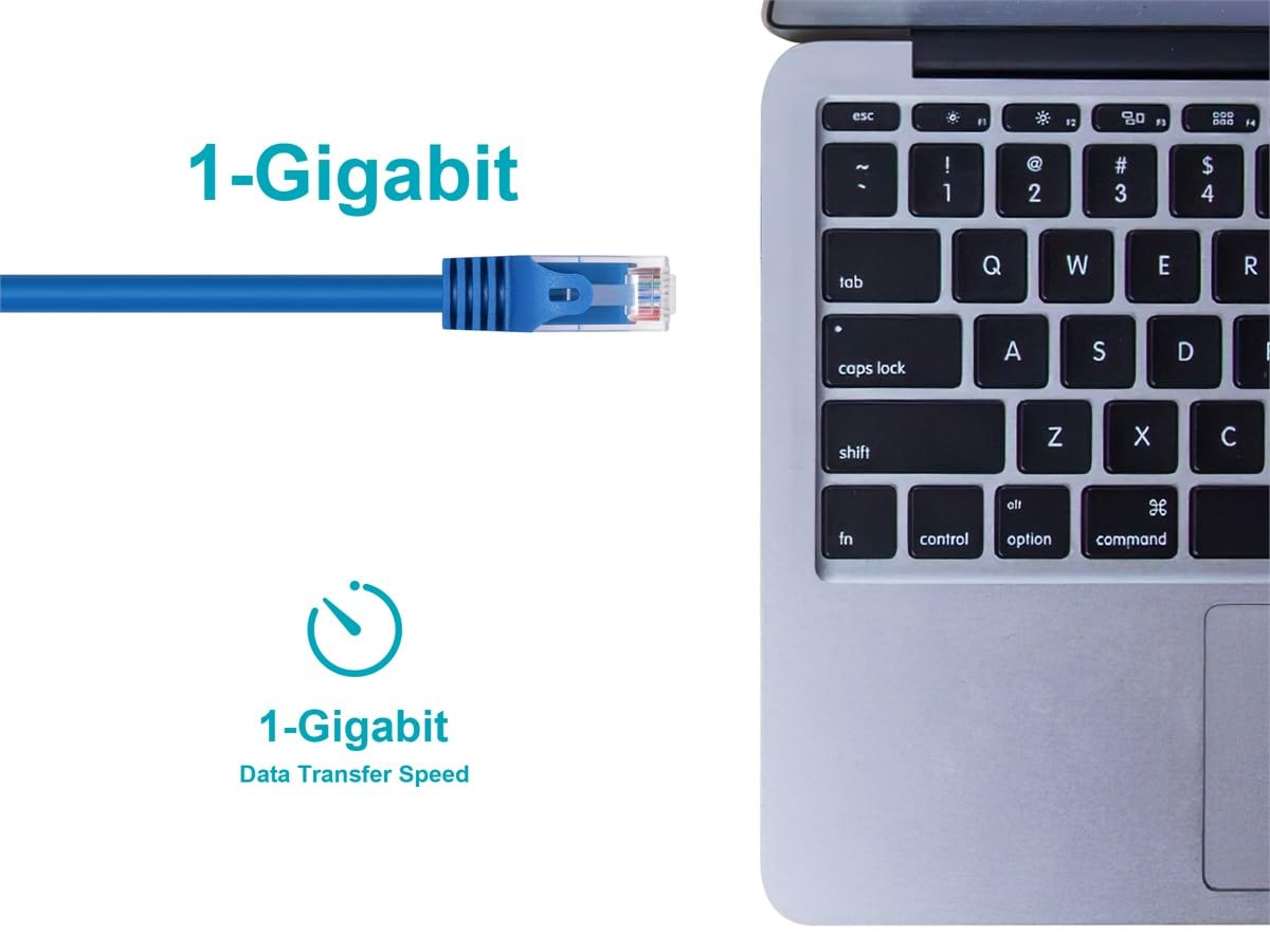 Monoprice Cat6 Ethernet Patch Cable   Snagless Rj45, 24Awg Stranded Pure Bare Copper Wire, 550Mhz, Utp, 7 Feet, Blue   Flexboot