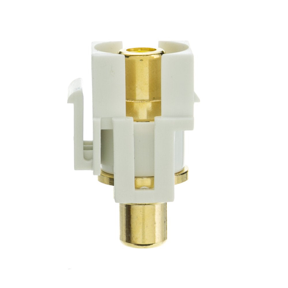 Cablewholesale Rca Female To Rca Female, Yellow Recessed Rca Coupler Adapter With White Keystone Insert, Yellow Rca Jack Connect