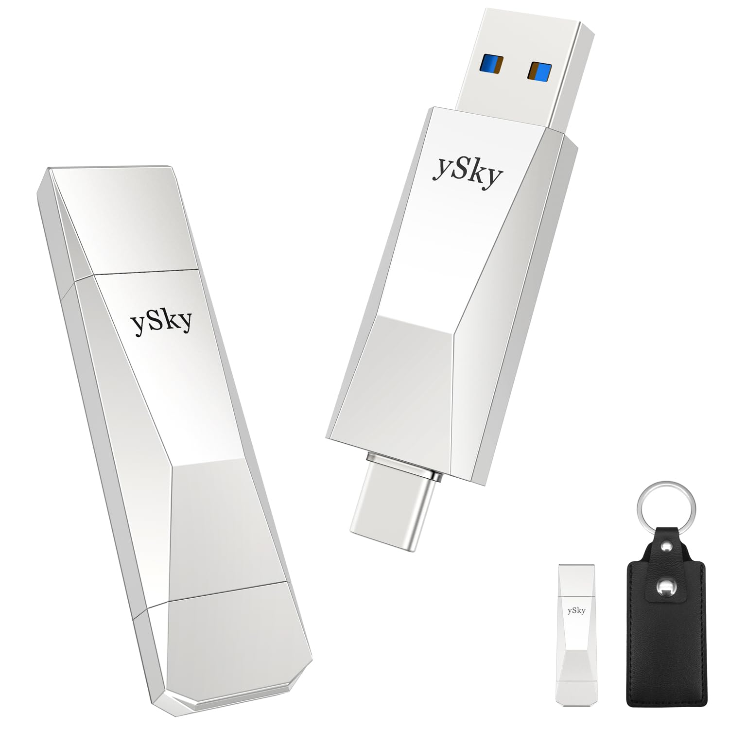 Ysky 1Tb Usb 3.2 Ssd Solid State Flash Drive,500Mb/S High Speed Usb C+ Usb A 3.2 Gen2 Usb Thumb Drive,2In1 Usb C Drive Stick For