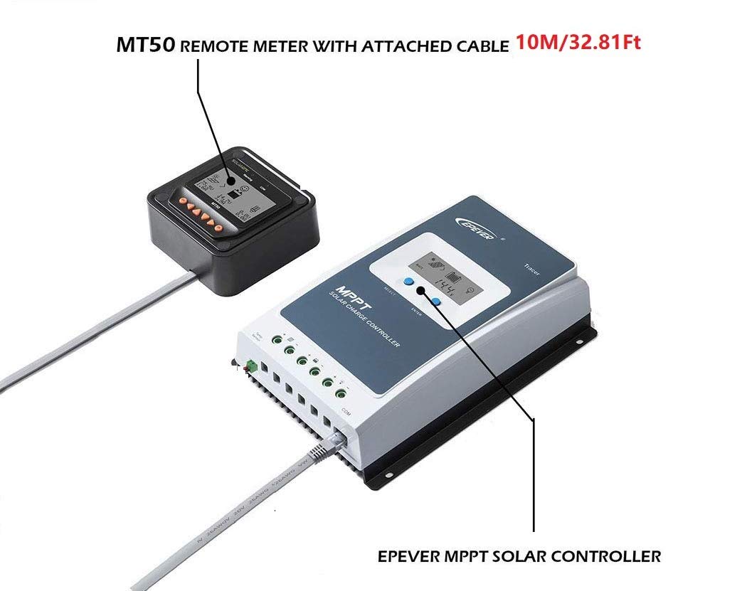 Epever Mt 50 Remote Meter Extension Cable 32.8' Fit For Mppt Solar Charge Controller